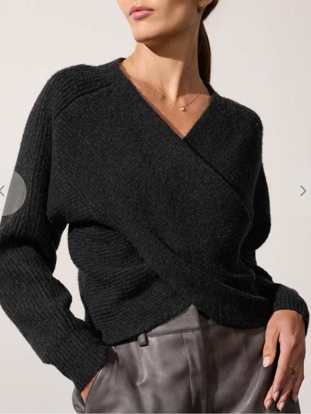 Brochu Walker Charcoal V-Neck Wrap Sweater. Size XS